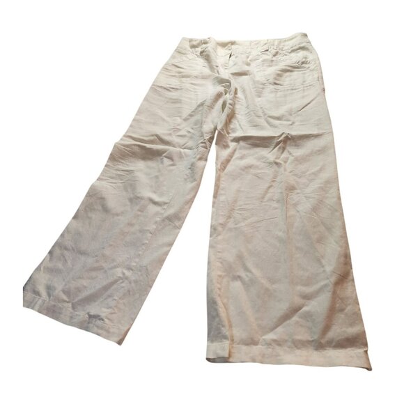Wide Leg White Linen Blend Pants With Hook & Eye Closure vacation beachcore - Picture 1 of 9